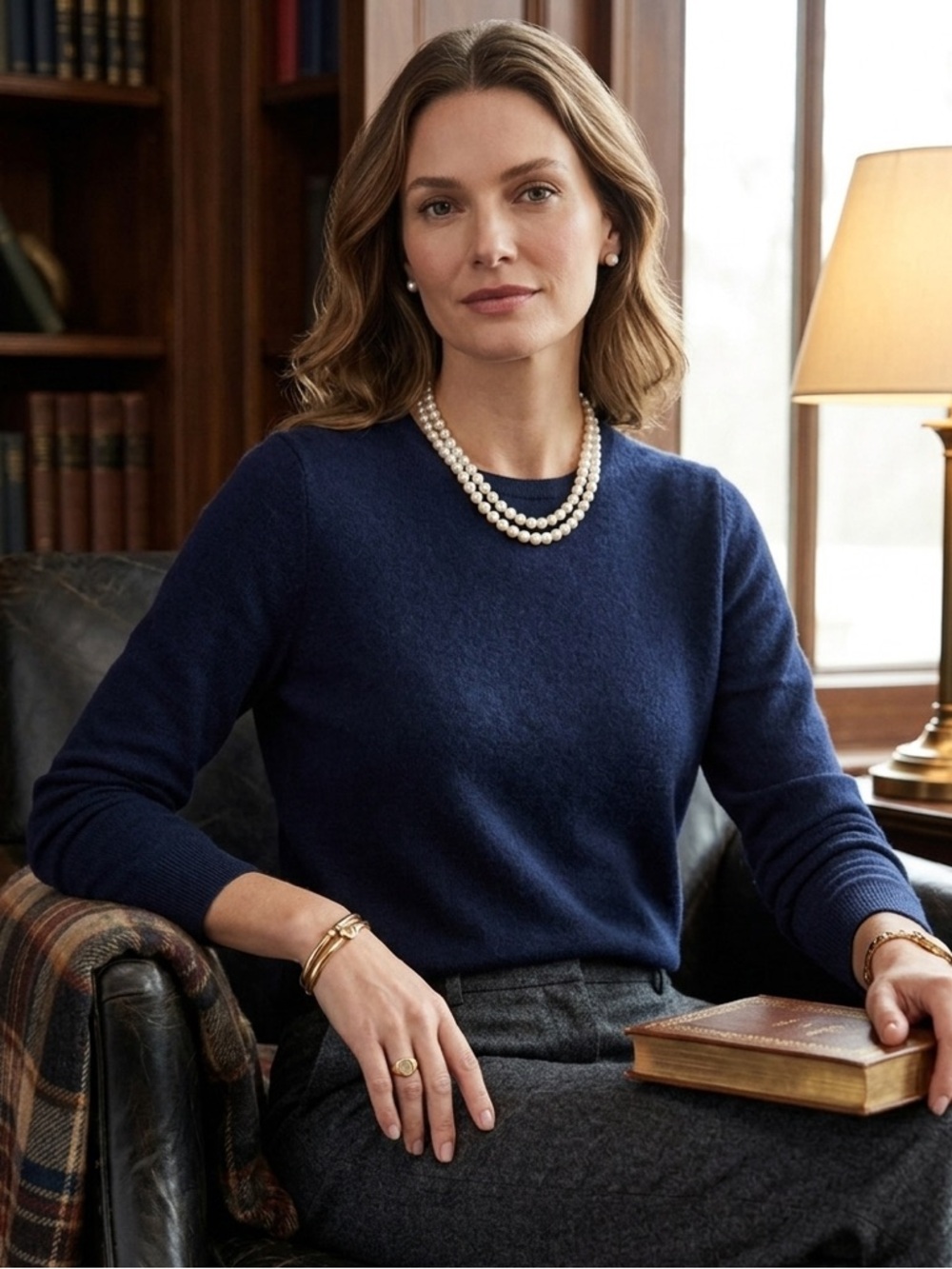 Charter Club Luxury 100% Cashmere Navy Blue Crewneck Sweater Large